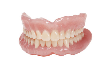 Obraz premium Full upper and lower denture, light pink gum, teeth