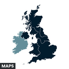 Detailed Vector Map of United Kingdom Outlines Boundaries Country