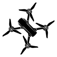 black silhouette of a drone or quadcopter without background