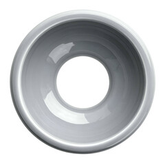 A polished, ring-shaped object with a hole in the center, casting highlights and shadows