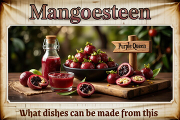 Mangosteens in bowl, rustic life, purple-red tones, Purple Queen-