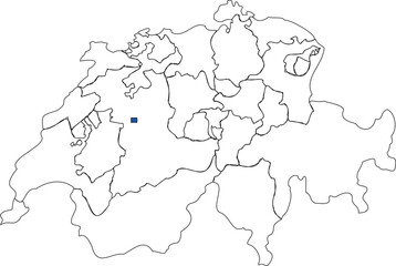 Outline map of switzerland with capital city marked vector illustration