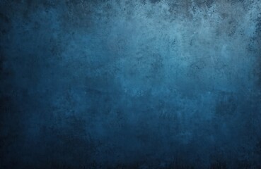 Dark blue concrete wall with grunge texture and stains. Aged cement surface with copy space for design. Dirty blue stone background for creative projects. Old worn material with grainy texture.