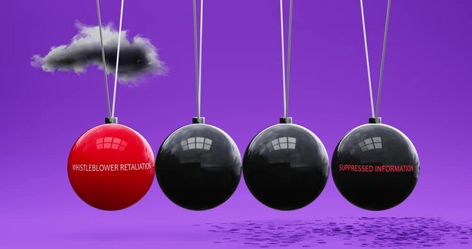 Whistleblower Retaliation leads to suppressed information. Cause and effect relation between whistleblower retaliation and suppressed information. Vicious cycle. Negative repeating pattern.