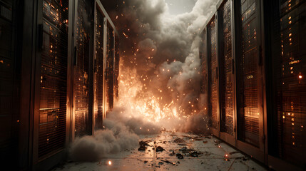 Explosive event in a data center reveals chaos during a catastrophic incident in a tech facility