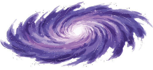 Vector art of swirling purple galaxy with stars and nebula