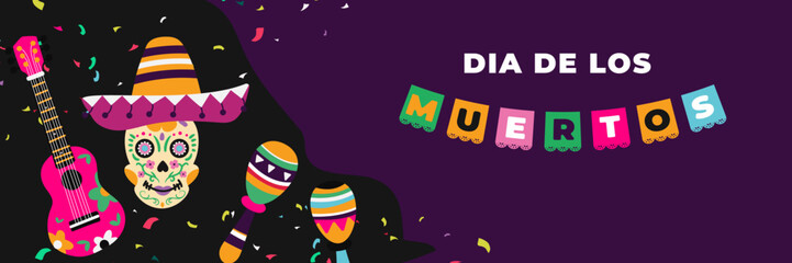 Dia de Muertos. Illustration for Day of Dead with holiday attributes.