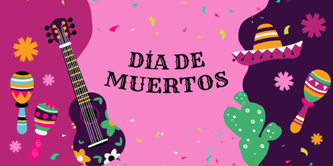 Dia de Muertos. Illustration for Day of Dead with holiday attributes.