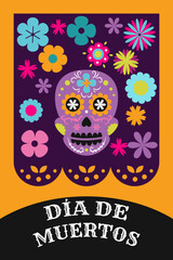 Dia de Muertos. Illustration for Day of Dead with holiday attributes.