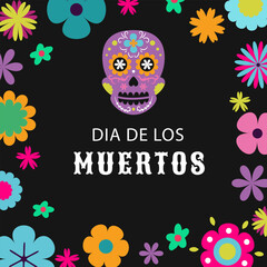 Dia de Muertos. Illustration for Day of Dead with holiday attributes.