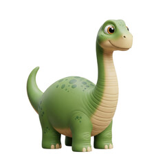 Obraz premium Cute green cartoon brontosaurus dinosaur toy isolated on for kids