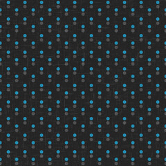 Seamless pattern with blue gray dots on black textured background