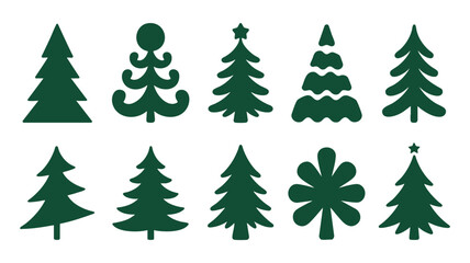 Obraz premium Collection of various stylized green christmas trees in different artistic designs for festive celebrations