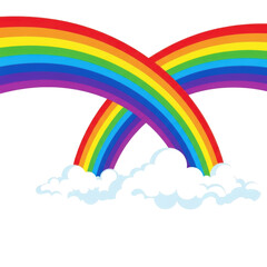 Double rainbows emerging from clouds vivid colorful arcs in a sky scene