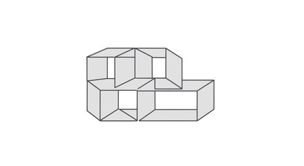 Abstract Geometric House Structure Line Drawing Illustration.