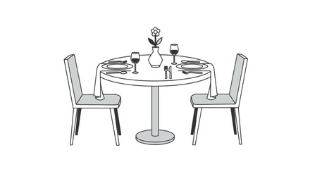 Elegant Black and White Romantic Dinner Table Setting.