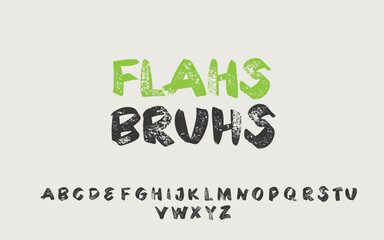 Bouncy quirky display font with grunge distressed capital letters, punk stencil graffiti style and bold brush texture. Adds a fresh, retro and contemporary touch to any creative design.