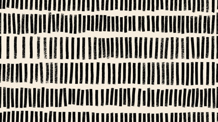 Seamless abstract pattern with vertical black strokes and lines. Hand-drawn tribal style texture resembling bamboo or woven surface. Vector geometric brush stroke background for grunge banner design.