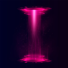 Naklejka na ściany i meble Pink futuristic circle tube portal, magic round tunnel teleport with glow rays and sparks, energy ring with light aura Naklejka na ściany i meble Pink futuristic circle tube portal, magic round tunnel teleport with glow rays and sparks, energy ring with light aura