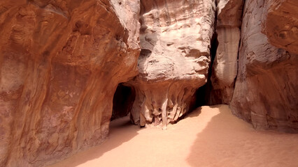 A trip to Sahara desert in Algeria. Beautiful 
african travel photo. Sandy landscapes, mountains, rocks,
dunes, and nature. Summer vacation in arab country.
