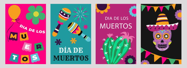 Dia de Muertos. Set of posters Illustration for Day of Dead 
