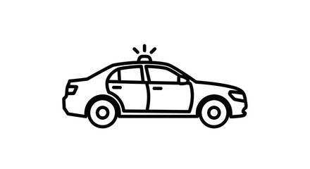 Police Car Outline Icon with Emergency Light on Top Side View. © Rizal