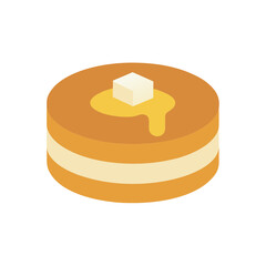 Isometric pancakes with butter and maple syrup