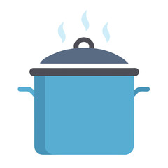 Blue cooking pot with lid and steam