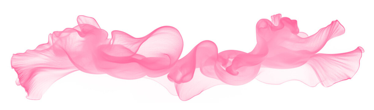 Abstract pink translucent silk fabric shape effect transparent PNG, isolated background cutout. Soft, silky textile texture, modern, elegant design element