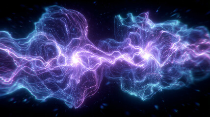 Naklejka premium Electric Exchange Between Energy Clouds Symbolizing Transmission, Interaction and High Voltage Ideas. 