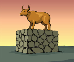 Vector drawing. Big golden idol © Marina