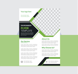 Set of Nature eco flyer, poster, brochure, magazine cover template. Modern green leaf, environment design