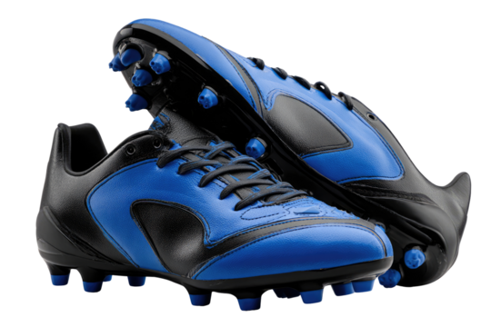 Blue and black soccer cleats - Powered by Adobe