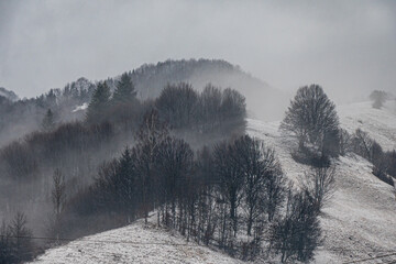 Misty Mountains. Clouds over mountain