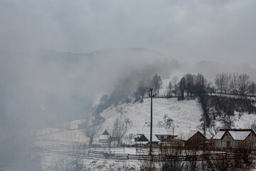 Misty Mountains. Clouds over mountain