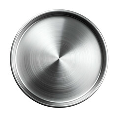 Metallic circular plate with brushed surface, glossy rim, on black background