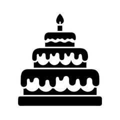 Illustration of a threetiered cake with a candle perfect for birthdays