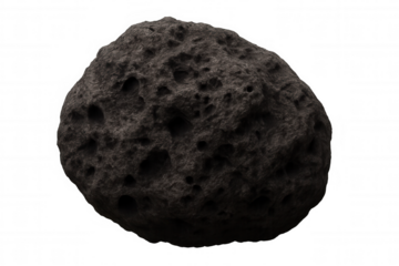 Meteorite or asteroid floating in space, extraterrestrial rock, cosmic stone from deep space, transparent background