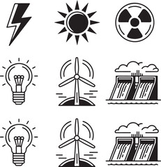 Fototapeta premium Nine Detailed Energy Icons Set With Transparent Background power icon electricity icon