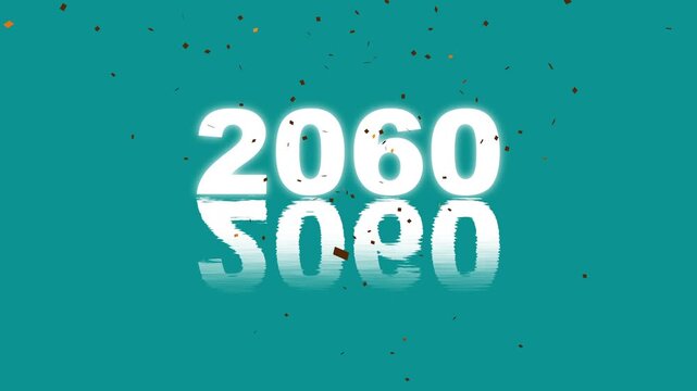 Confetti party explosion animation with happy new year 2060. Creating festive celebratory moments. Festive celebration decoration for parties, events, holidays, birthdays, and New Year’s design. 4k