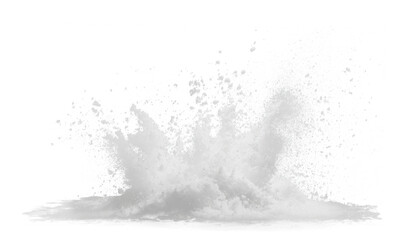 Dynamic white snow explosion, transparent PNG cutout, isolated background