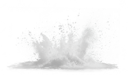 Dynamic white snow explosion, transparent PNG cutout, isolated background