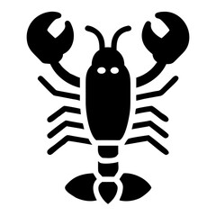 Vector art of black lobster, showcasing its distinctive claws and segmented body