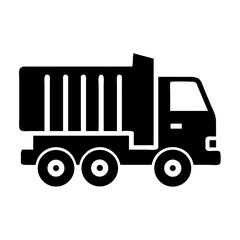 Vector art of silhouette of a dump truck, representing construction, transportation, and industry