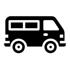 Vector art of simple van icon, representing transportation, travel, and delivery services