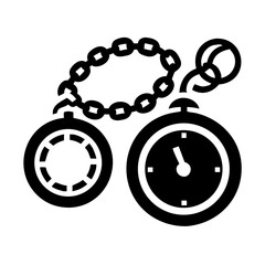 Vector art of antique pocket watch with chain, a timeless piece of history