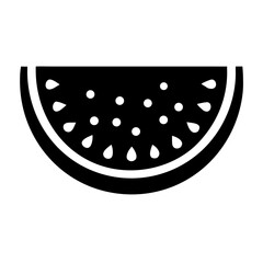 Illustration of a black watermelon slice with white seeds summer fruit
