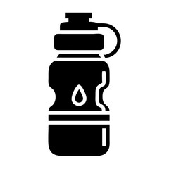 Illustration of a black water bottle with a white water drop healthy lifestyle