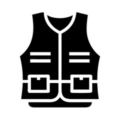 Vector art of fishing vest icon, representing outdoor activities, sport, and functional clothing