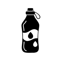 Illustration of a black water bottle with a white water drop stay hydrated